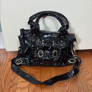 Carla Mancini Patient leather Shoulder Bag black